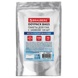 Пакеты Дой-Пак с замком ZIP LOCK, металлизированная + прозрачная стенка 120 х 200 + 40 мм, 100 штук, 70 мкм BRAUBERG, 700683