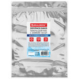 Пакеты дой-пак с замком ZIP LOCK, металлизированная + прозрачная стенка, 180х260 + 40 мм, КОМПЛЕКТ 100 штук, 70 мкм, BRAUBERG, 700686