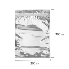 Пакеты дой-пак с замком ZIP LOCK, металлизированная + прозрачная стенка, 200х300 + 50 мм, КОМПЛЕКТ 100 штук, 70 мкм, BRAUBERG, 700687