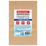 Пакеты дой-пак с замком ZIP LOCK, крафт с окном 50 мм, 120х200 + 40 мм, КОМПЛЕКТ 100 штук, 150 мкм, BRAUBERG, 700689