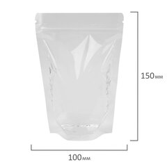 Пакеты дой-пак с замком ZIP LOCK, прозрачные, 100&times;150 + 30 мм, КОМПЛЕКТ 100 штук, 70 мкм, BRAUBERG, 700695