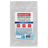 Пакет Дой-Пак с замком ZIP LOCK, прозрачный 120 х 200 + 40 мм, 100 штук 70 мкм, BRAUBERG, 700696