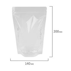 Пакеты дой-пак с замком ZIP LOCK, прозрачные, 140&times;200 + 40 мм, КОМПЛЕКТ 100 штук, 70 мкм, BRAUBERG, 700697
