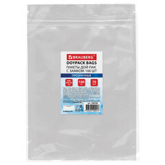 Пакеты дой-пак с замком ZIP LOCK, прозрачные, 200&times;300 + 50 мм, КОМПЛЕКТ 100 штук, 70 мкм, BRAUBERG, 700700