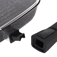 Сковорода ГРИЛЬ квадратная 26 см, съемная soft-touch ручка, крышка, антипригарное покрытие, МЕЧТА "Гранит Black", с066802