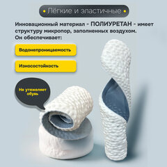 Стельки для обуви АНАТОМИЧЕСКИЕ ДЫШАЩИЕ, материал PU PRO, размер RU 39-44 / EU 40-45, с линиями выреза, SHEGRA (ШЕГРА), 700737