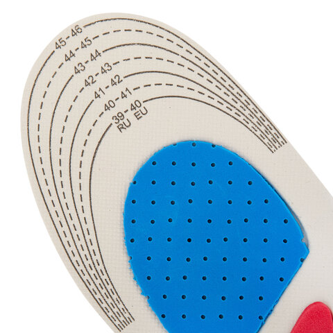 Стельки для обуви СПОРТИВНЫЕ, материал EVA SPORT, размер RU 39-45/EU 40-46, SHEGRA (ШЕГРА), 700747