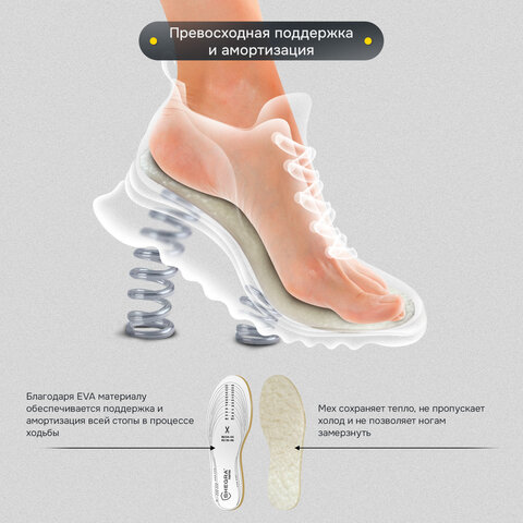 Стельки для обуви ЗИМНИЕ, УНИВЕРСАЛЬНЫЙ размер RU 34-45 / EU 35-46, SHEGRA (ШЕГРА), 700755