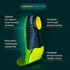 Стельки для кроссовок СПОРТИВНЫЕ КАРКАСНЫЕ, материал PU PRO SPORT, размер RU 40-41 / EU 41-42, с линиями выреза, SHEGRA (ШЕГРА), 700767