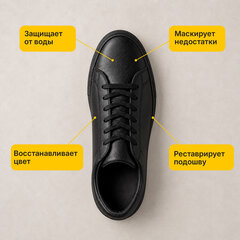 Краска для черной обуви (кожа, текстиль) 75 мл, губка, SHEGRA (ШЕГРА), 700781