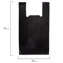 Пакет &laquo;майка&raquo; КОМПЛЕКТ 100 штук, 28+15&times;55, ПНД черный, 15 мкм, LAIMA, 700788