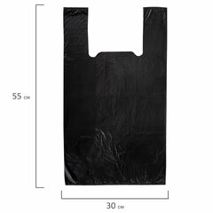 Пакет &laquo;майка&raquo; КОМПЛЕКТ 100 штук, 30+18&times;55, ПНД черный, 15 мкм, LAIMA, 700789