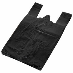 Пакет &laquo;майка&raquo; КОМПЛЕКТ 100 штук, 30+18&times;55, ПНД черный, 15 мкм, LAIMA, 700789