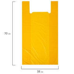Пакет &laquo;майка&raquo; КОМПЛЕКТ 100 штук, 38+20&times;70, ПНД желтый, 25 мкм, LAIMA, 700791