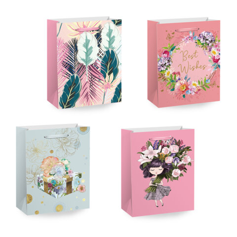 Пакет подарочный (1 штука) 18х10х23 см (M), "Kraft For Woman", ассорти, глиттер, фольга, ЗОЛОТАЯ СКАЗКА, 700805