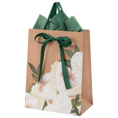 Пакет подарочный (1 штука) 18&times;10&times;23 см (M), &laquo;Flowers&raquo;, ассорти, глиттер, c тишью, ЗОЛОТАЯ СКАЗКА, 700808