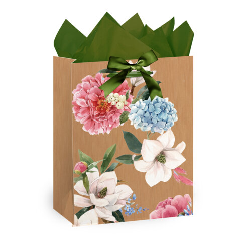 Пакет подарочный (1 штука) 18х10х23 см (M), "Flowers", ассорти, глиттер, c тишью, ЗОЛОТАЯ СКАЗКА, 700808 - фото 4