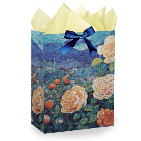 Пакет подарочный (1 штука) 18х10х23 см (M), "3D Flowers", ассорти, с тишью, ЗОЛОТАЯ СКАЗКА, 700809 - фото 5