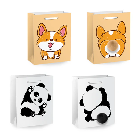 Пакет подарочный (1 штука) 18х10х23 см (M), "Fluffy Tail", ассорти, пушистый хвостик, ЗОЛОТАЯ СКАЗКА, 700810