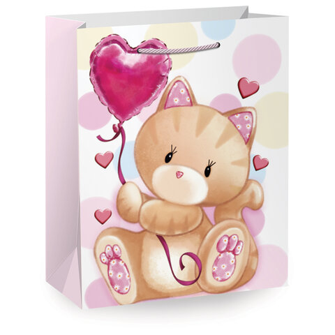 Пакет подарочный (1 штука) 26х13х32 см (L), "Lovely Animals", ассорти, глиттер, ЗОЛОТАЯ СКАЗКА, 700816 - фото 3