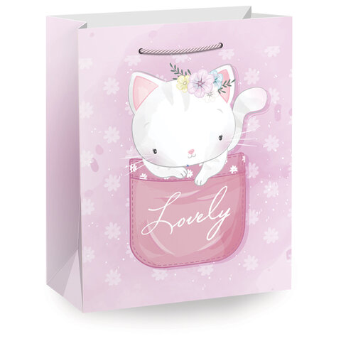 Пакет подарочный (1 штука) 26х13х32 см (L), "Lovely Animals", ассорти, глиттер, ЗОЛОТАЯ СКАЗКА, 700816 - фото 2