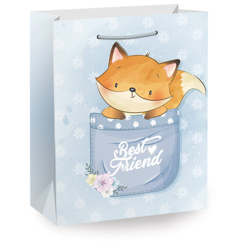 Пакет подарочный (1 штука) 26х13х32 см (L), "Lovely Animals", ассорти, глиттер, ЗОЛОТАЯ СКАЗКА, 700816 - фото 5