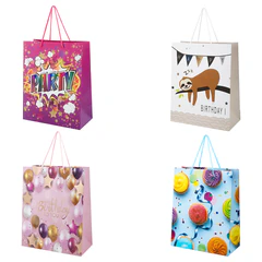 Пакет подарочный (1 штука) 26&times;13&times;32 см (L), &laquo;Party Collection&raquo;, ассорти, глиттер, фольга, ЗОЛОТАЯ СКАЗКА, 700817