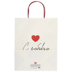 Пакет подарочный (1 штука) 26&times;13&times;32 см (L) &laquo;Love Story&raquo;, ассорти, крафт, ЗОЛОТАЯ СКАЗКА, 700821