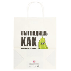 Пакет подарочный (1 штука) 26&times;13&times;32 см (L) &laquo;Man Funny Notes&raquo;, ассорти, крафт, ЗОЛОТАЯ СКАЗКА, 700823