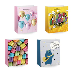 Пакет подарочный (1 штука) 33&times;13&times;45 см (XL), &laquo;Birthday Collection&raquo;, ассорти, фольга, ЗОЛОТАЯ СКАЗКА, 700826