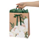 Пакет подарочный (1 штука) 26х13х32 см (L), "Flower Kraft", с тишью, глиттер, ЗОЛОТАЯ СКАЗКА, 700838