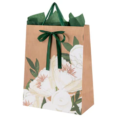 Пакет подарочный (1 штука) 26&times;13&times;32 см (L), &laquo;Flower Kraft&raquo;, с тишью, глиттер, ЗОЛОТАЯ СКАЗКА, 700838