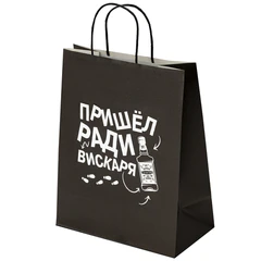 Пакет подарочный (1 штука) 26&times;13&times;32 см (L) &laquo;Пришел ради вискаря!&raquo;, крафт, ЗОЛОТАЯ СКАЗКА, 700842