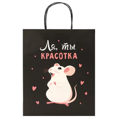Пакет подарочный (1 штука) 26&times;13&times;32 см (L) &laquo;Ля, ты!&raquo;, крафт, ЗОЛОТАЯ СКАЗКА, 700848