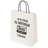 Пакет подарочный (1 штука) 26х13х32 см (L) "Винтажный", крафт, ЗОЛОТАЯ СКАЗКА, 700854