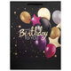 Пакет подарочный (1 штука) 33x13x45 см (XL), "Happy Birthday", черный, фольга, ЗОЛОТАЯ СКАЗКА, 700857