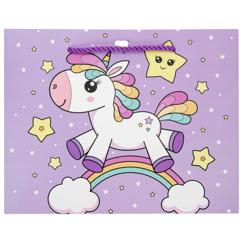 Пакет подарочный (1 штука) 20x12x25 см, "Единорожка", с атласной лентой, ЗОЛОТАЯ СКАЗКА, 700858 - фото 2