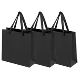 Пакет подарочный КОМПЛЕКТ 3 штуки, 20х8х20 см, "Business Kraft", черный, крафт, ЗОЛОТАЯ СКАЗКА, 700863
