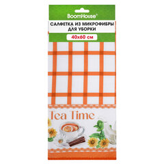 Салфетка из МИКРОФИБРЫ универсальная, 40&times;60 см, оранжевая клетка, орнамент, 240 г/<wbr/>м<sup>2</sup>, BOOMHOUSE (БУМХАУС), 700877