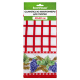 Салфетка из МИКРОФИБРЫ универсальная, 40х60 см, красная клетка, орнамент, 240 г/м<sup>2</sup>, BOOMHOUSE (БУМХАУС), 700880