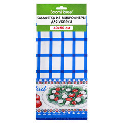 Салфетка из МИКРОФИБРЫ универсальная, 40&times;60 см, синяя клетка, орнамент, 240 г/<wbr/>м<sup>2</sup>, BOOMHOUSE (БУМХАУС), 700881