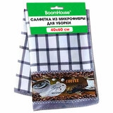 Салфетка из МИКРОФИБРЫ универсальная 40 х 60 см, фиолетовая клетка, орнамент, 240 г/м<sup>2</sup> BOOMHOUSE, 700882