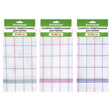 Салфетка универсальная, ХЛОПОК, 47х65 см, белая клетка, легкий цветной контур, ассорти, BOOMHOUSE (БУМХАУС), 700886