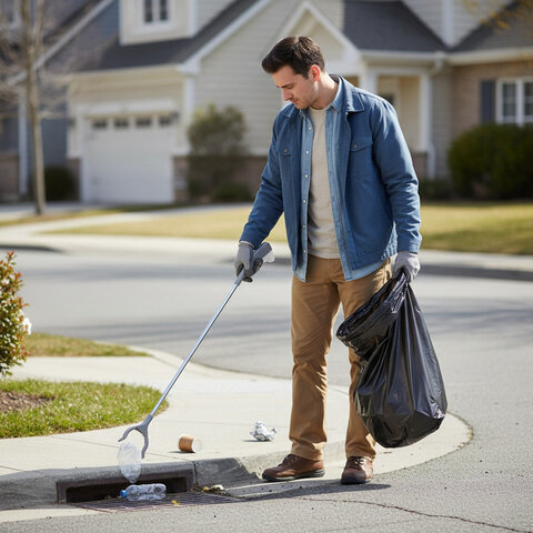 Захват для сбора мусора и предметов рычажный, 83 см, ПАЛКА-ХВАТАЛКА, LAIMA, 700887