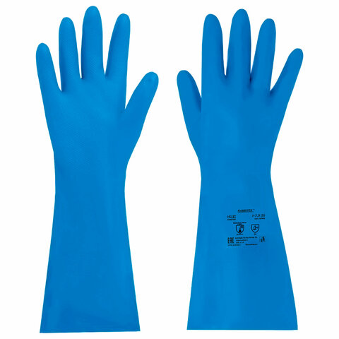 Перчатки нитриловые КЩС STRONG химически устойчивые, синие, р.7-7,5 S (малый), RABBITEX, 700906