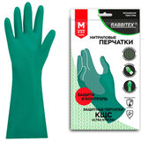 Перчатки нитриловые КЩС, ULTRA STRONG, химически устойчивые, с хлопковым напылением, зеленые, размер 8-8,5 M (средний), RABBITEX, 700911