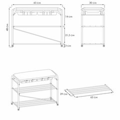 Банкетка для обуви &laquo;Альфа-23СЯ&raquo;, 650&times;300&times;480 мм, 2 полки, ящик, металл/<wbr/>кожзам, черный/<wbr/>коричневый