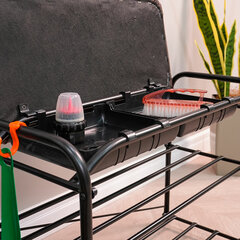 Банкетка для обуви &laquo;Альфа-23СЯ&raquo;, 650&times;300&times;480 мм, 2 полки, ящик, металл/<wbr/>кожзам, черный/<wbr/>коричневый