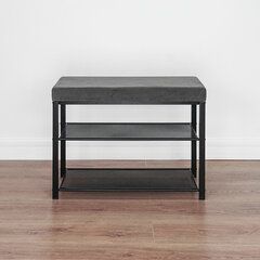 Банкетка для обуви &laquo;Торонто-23S&raquo;, 670&times;300&times;490 мм, 2 полки, металл/<wbr/>ткань, черная/<wbr/>серая