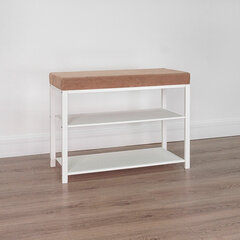 Банкетка для обуви &laquo;Торонто-23S&raquo;, 670&times;300&times;490 мм, 2 полки, металл/<wbr/>ткань, белая/<wbr/>бежевая